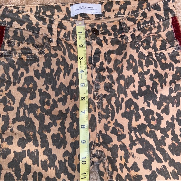 ZARA leopard print skinny jeans burgundy striped - Picture 7 of 11